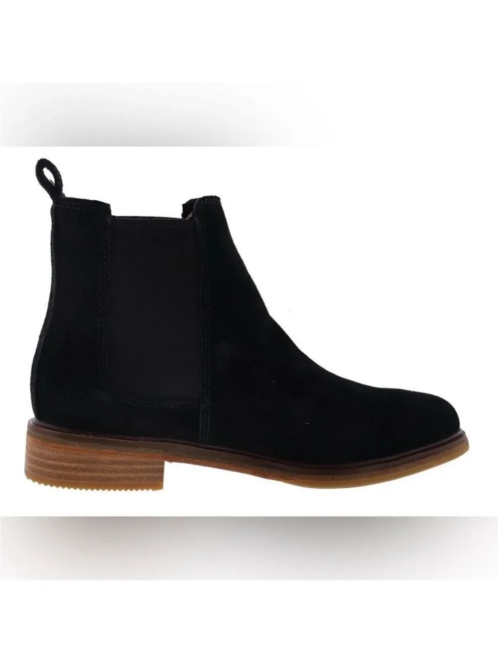Clarks 9 Black Clarkdale Arlo Low Heel Suede Leather Pull on Ankle Boots
